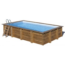 Piscina de madera GRE rectangular Evora Terrapools GRE 788029E
