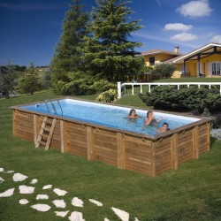 Piscina de madera GRE rectangular Braga Terrapools GRE 788030E