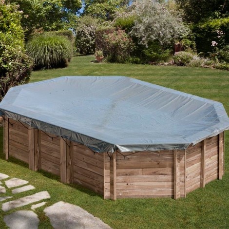Cubierta invierno piscina GRE ovalada madera Wooden Pool 580 g/m²