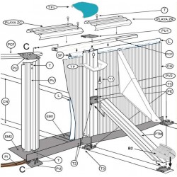Protector de playa zona curva piscina GRE imitación madera PINW15P