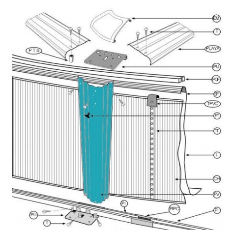 Kit de 10 perfiles verticales 12x129'5 cm color marrón piscina GRE