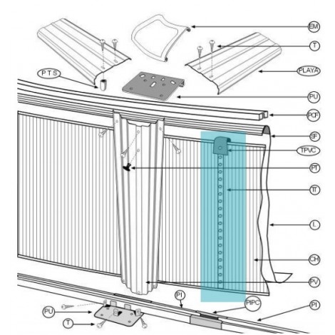 Kit de cierre para piscina de chapa