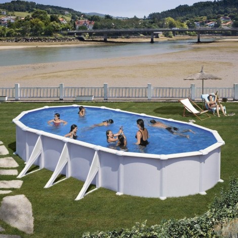 Piscina desmontable GRE ovalada Atlantis altura 132 cm chapa blanca