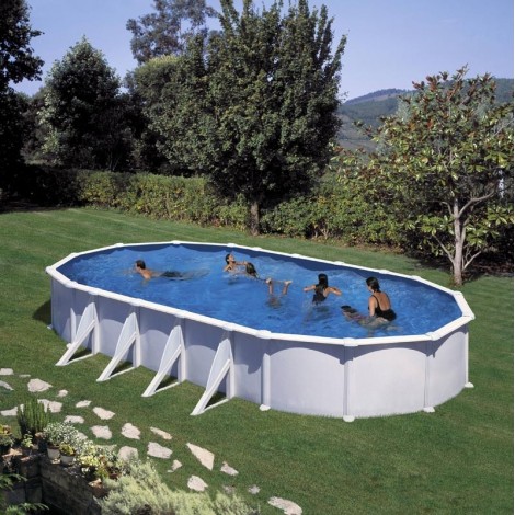 Piscina desmontable GRE ovalada Atlantis altura 132 cm chapa blanca