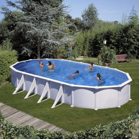 Piscina desmontable GRE ovalada Atlantis altura 132 cm chapa blanca