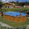 Piscina desmontable GRE ovalada Amazonia altura 132 cm imitación madera
