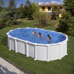 Piscina desmontable GRE ovalada Haití altura 132 cm chapa blanca