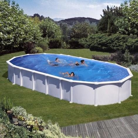 Piscina desmontable GRE ovalada Haití 610x375 altura 132 cm chapa blanca