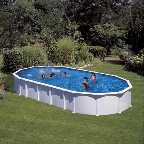 Piscina desmontable GRE ovalada Haití altura 132 cm chapa blanca