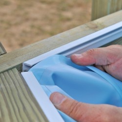 Liner azul piscina madera GRE