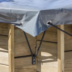 Cubierta invierno piscina GRE rectangular o cuadrada madera Terra Pools 550 g/m²