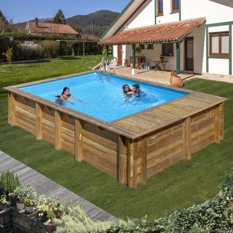 Piscina de madera GRE rectangular Evora Terrapools GRE 788029E