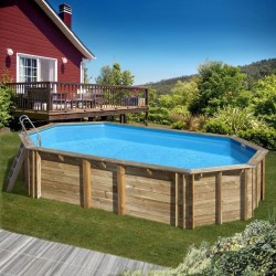 Piscina de madera GRE ovalada Orange 755x456 altura 146 cm