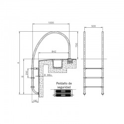Escalera para piscina con rebosadero AstralPool