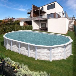 Piscina desmontable GRE ovalada Haití 610x375 altura 132 cm chapa blanca