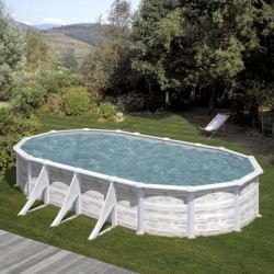 Piscina desmontable GRE ovalada Pacific altura 120 cm imitación madera