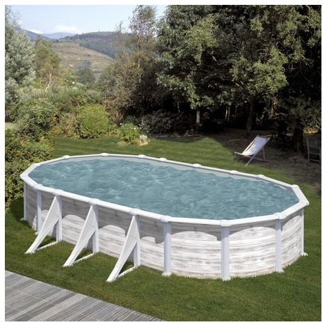 Piscina desmontable GRE ovalada Pacific altura 120 cm imitación madera