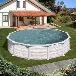 Piscina desmontable GRE redonda Pacific altura 120 cm imitación madera