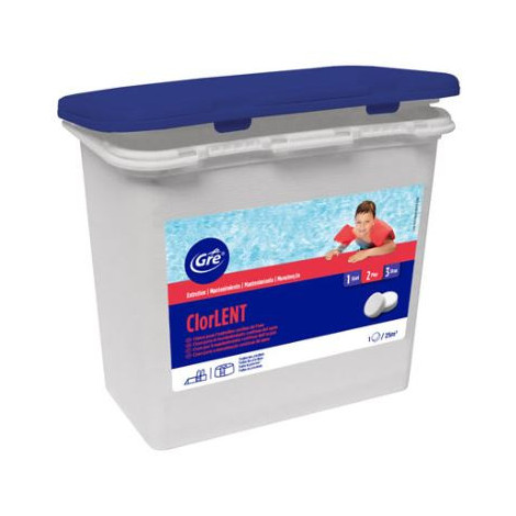 Cloro lento en pastillas 250 gr envase 1 kg GRE