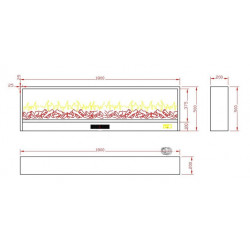 Chimenea electrica empotrada 180 cm y 1500w sined caminetto amiata