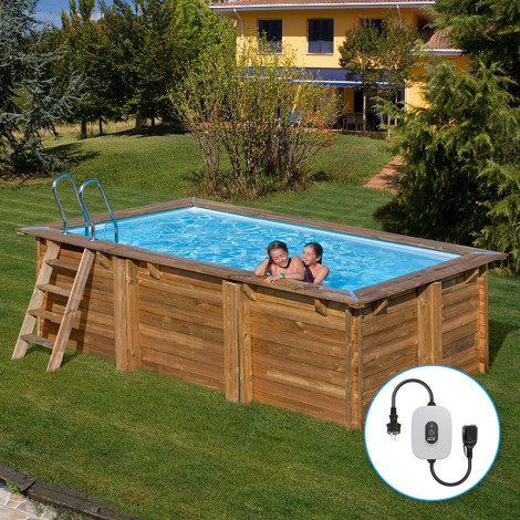 Piscina de madera GRE rectangular Braga Terrapools GRE 788030E
