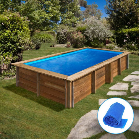 Piscina de madera GRE cuadrada Lemon Wooden Pool GRE 790204