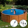 Piscina desmontable GRE redonda Mauritius 132 cm imitación madera