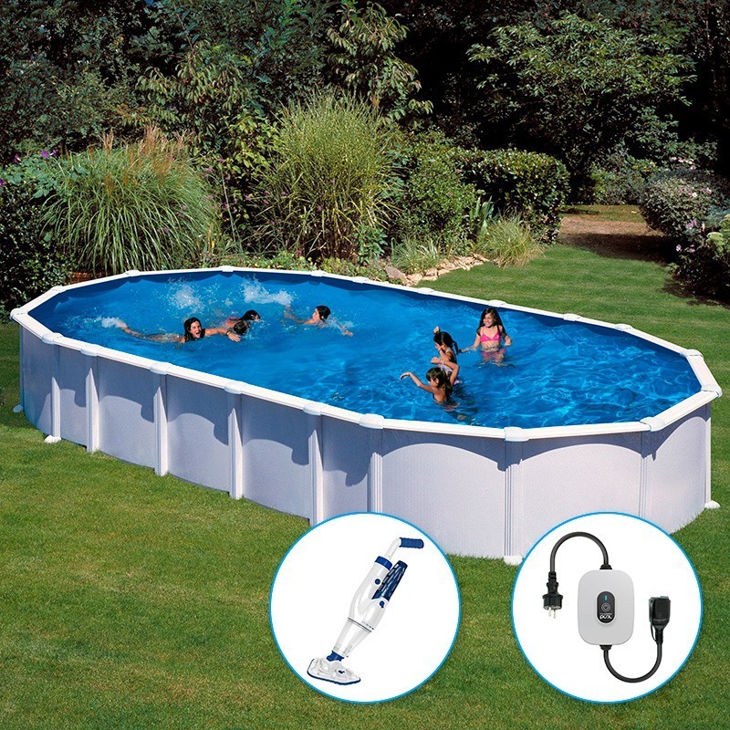 Piscina desmontable GRE ovalada Haití altura 132 cm chapa blanca