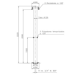 Ducha piscina pública con 3 rociadores y 3 pulsadores temporizados AstralPool