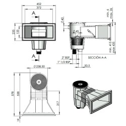 Skimmer 15L boca ampliación tapa circular piscina liner y prefabricada AstralPool