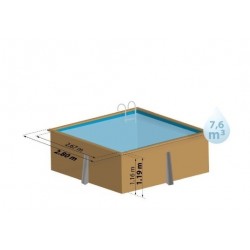 Piscina de madera GRE cuadrada Carra Terrapools GRE 788455E